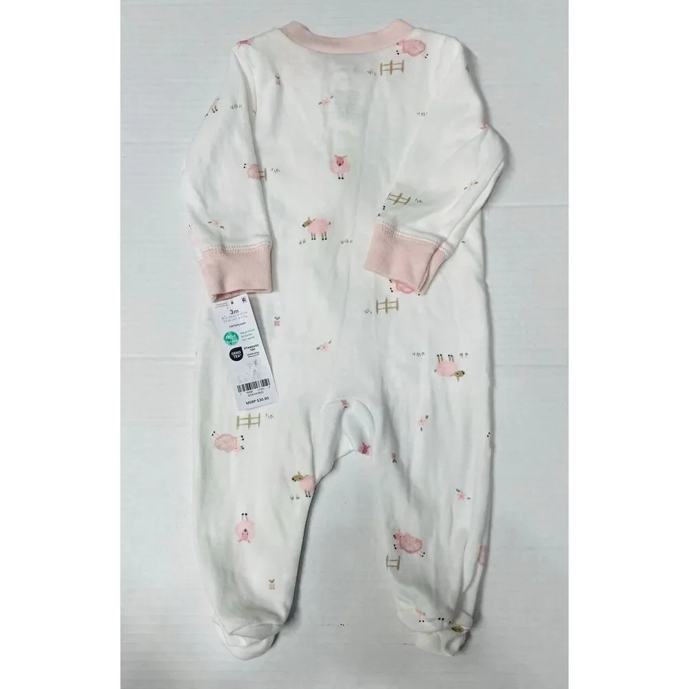 Carter’s Sheep Print Sleep And Play One Piece Outfit   Girls Size 3 Months   NWT